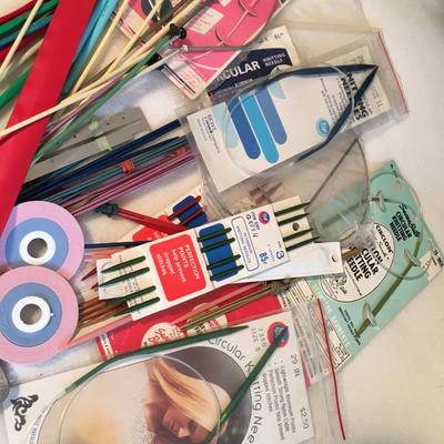 Assortment of crochet and knitting tools