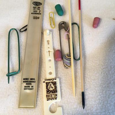 Assortment of crochet and knitting tools