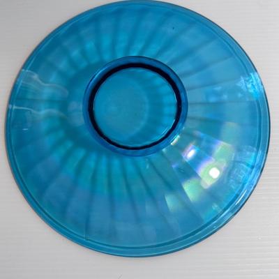 IMPERIAL CELESTE BLUE IRIDESCENT GLASS PLATTER