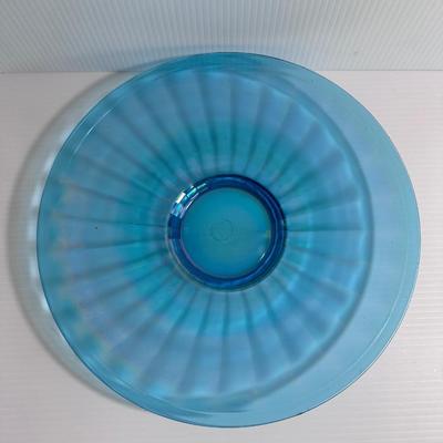 IMPERIAL CELESTE BLUE IRIDESCENT GLASS PLATTER