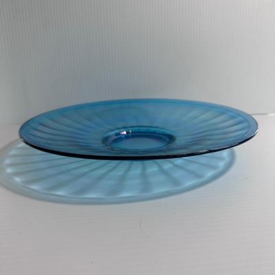 IMPERIAL CELESTE BLUE IRIDESCENT GLASS PLATTER
