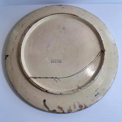 LARGE HANGING MEXICAN PAINTED TERRACOTTA POTTERY PLATTER