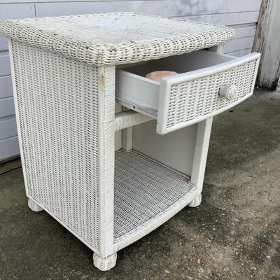 393 White Wicker Night Stand