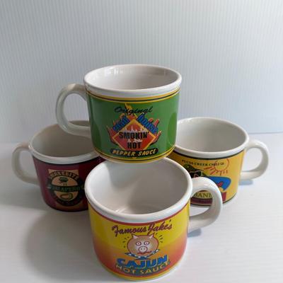 SET, 4 PROMOTIONAL SOUP MUGS