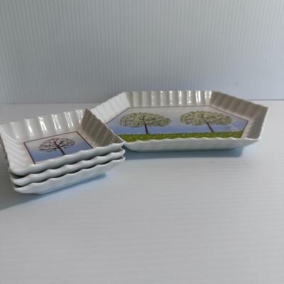 SET, 4 MID CENTURY ROYAL DUX PORCELAIN DISHES