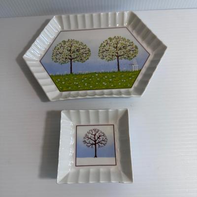 SET, 4 MID CENTURY ROYAL DUX PORCELAIN DISHES