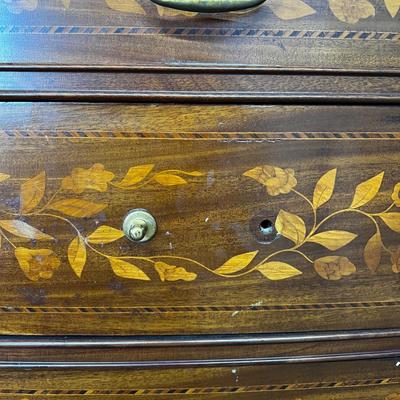 1218 Antique Dutch Marquetry Four Drawer Dresser