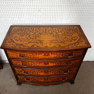 1218 Antique Dutch Marquetry Four Drawer Dresser