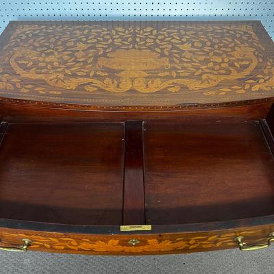 1218 Antique Dutch Marquetry Four Drawer Dresser