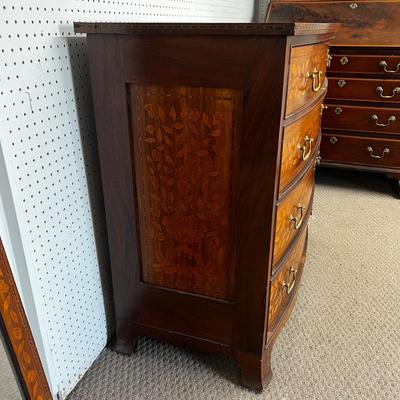 1218 Antique Dutch Marquetry Four Drawer Dresser