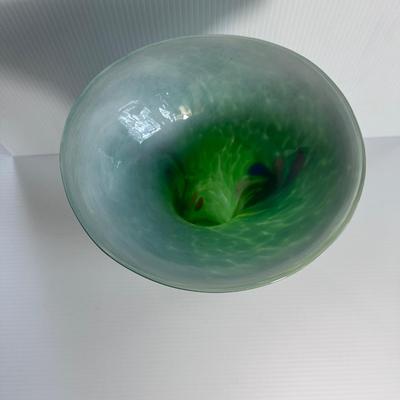 GREEN CASED ART GLASS TRUMPET VASE