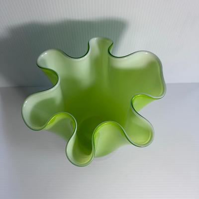 GREEN CASED ART GLASS VASE