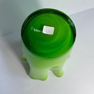 GREEN CASED ART GLASS VASE