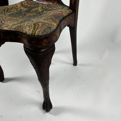 1226 Antique Dutch Marquetry Inlay Side Chair