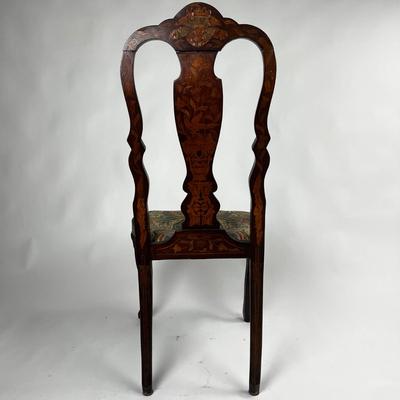 1226 Antique Dutch Marquetry Inlay Side Chair