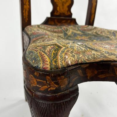 1226 Antique Dutch Marquetry Inlay Side Chair