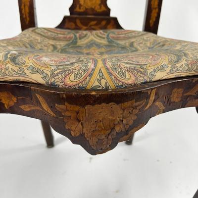 1226 Antique Dutch Marquetry Inlay Side Chair