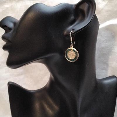 Blue Fire Opal Surrounding Aztec Coin 925 Mexico Silver