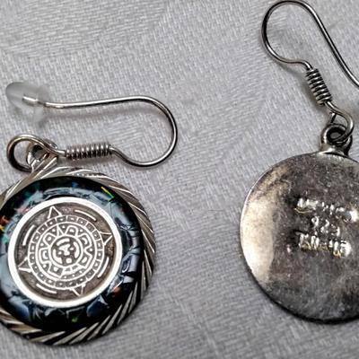 Blue Fire Opal Surrounding Aztec Coin 925 Mexico Silver