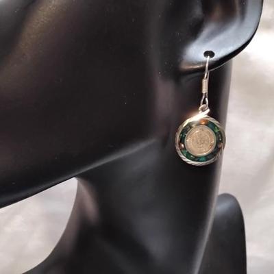 Blue Fire Opal Surrounding Aztec Coin 925 Mexico Silver