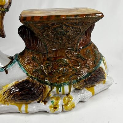 1227 Vintage Large Majolica Camel Garden Seat