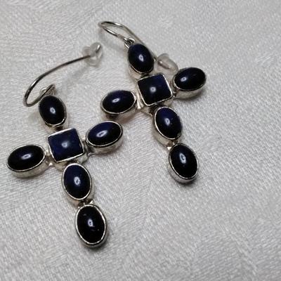 Vintage JP (Navajo) Lapis Lazuli Cross 925 Earrings