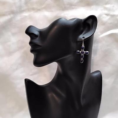 Vintage JP (Navajo) Lapis Lazuli Cross 925 Earrings
