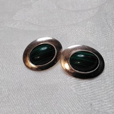 Vintage Malachite 925 Earrings