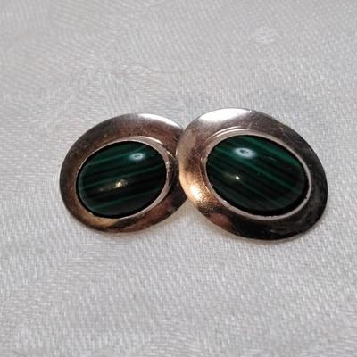 Vintage Malachite 925 Earrings