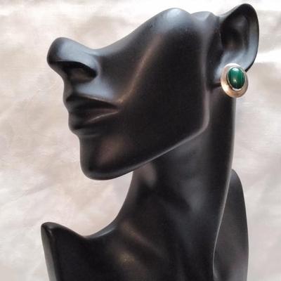 Vintage Malachite 925 Earrings