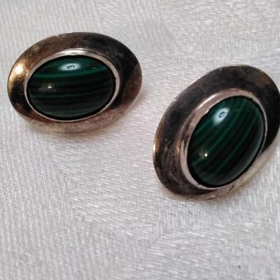 Vintage Malachite 925 Earrings