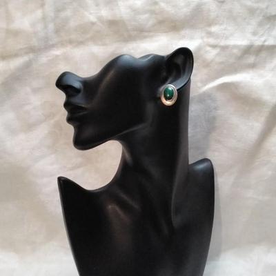 Vintage Malachite 925 Earrings