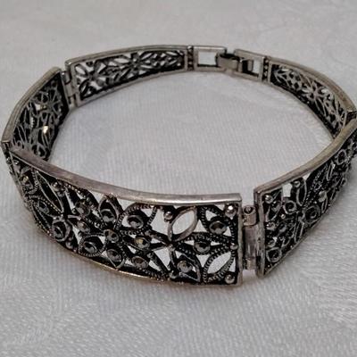 Antique Marcasite 925 7.5" Bracelet