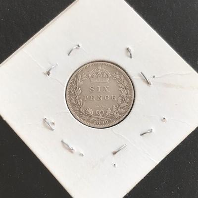 1890 Queen Victoria Sixpence silver coin