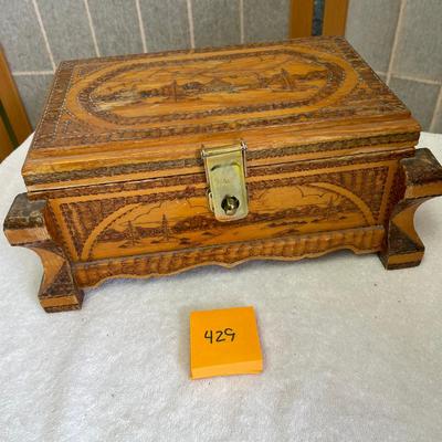 Tramp Art Vintage Jewelry Box