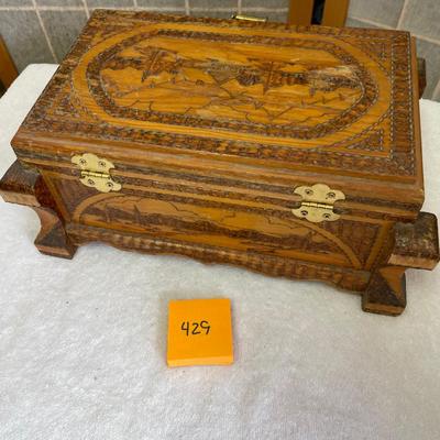 Tramp Art Vintage Jewelry Box