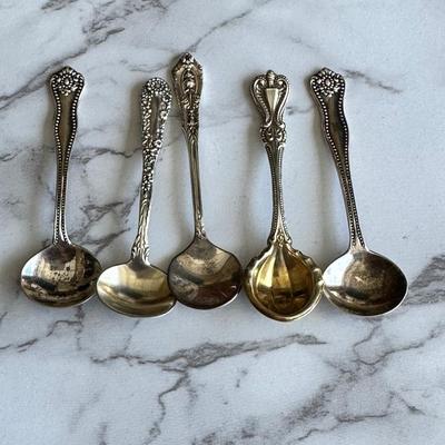 Set of 5 miniature sterling silver spoons