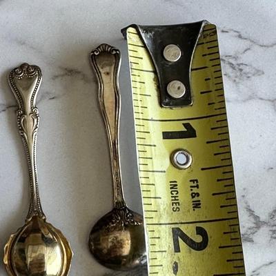 Set of 5 miniature sterling silver spoons
