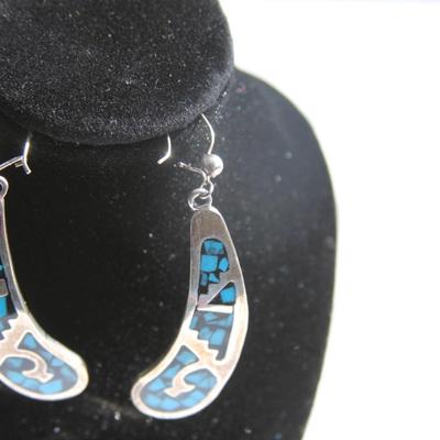 Mexican sterling and turquoise indigenous earrings
