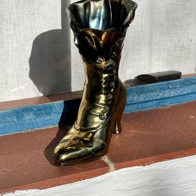 Bronze Vintage Shoe Vase