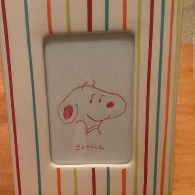 Snoopy Sketch Signed Schulz on Small Size Paper Framed