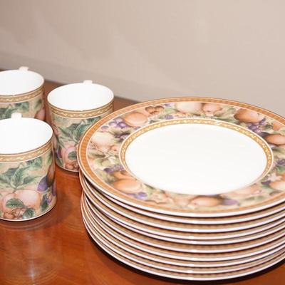 FITZ AND FLOYD QUALITY "TUSCANY" DINNER SET 11// 11" DINNER PLATES 10 SALAD PLATES & 14 COFFEE CUPS