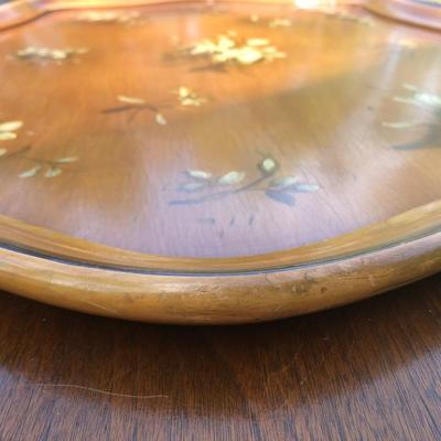 Large MCM Wooden Hand Painted Tray (#9560 Makers Mark)