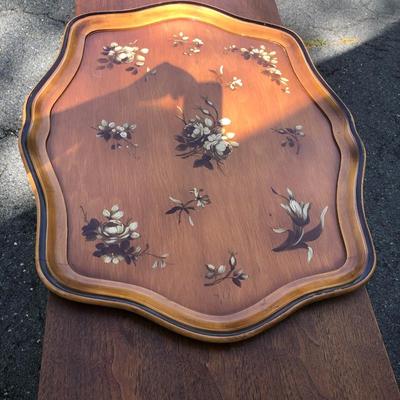 Large MCM Wooden Hand Painted Tray (#9560 Makers Mark)