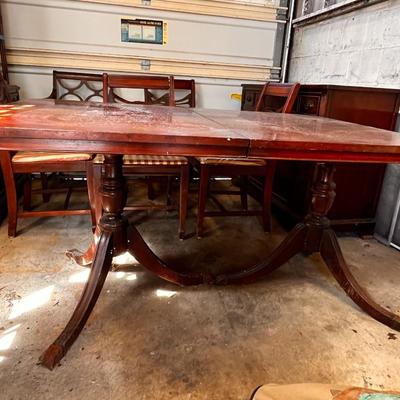 Vintage Dining Room Set with China Cabinet, Buffet & 4 Chairs