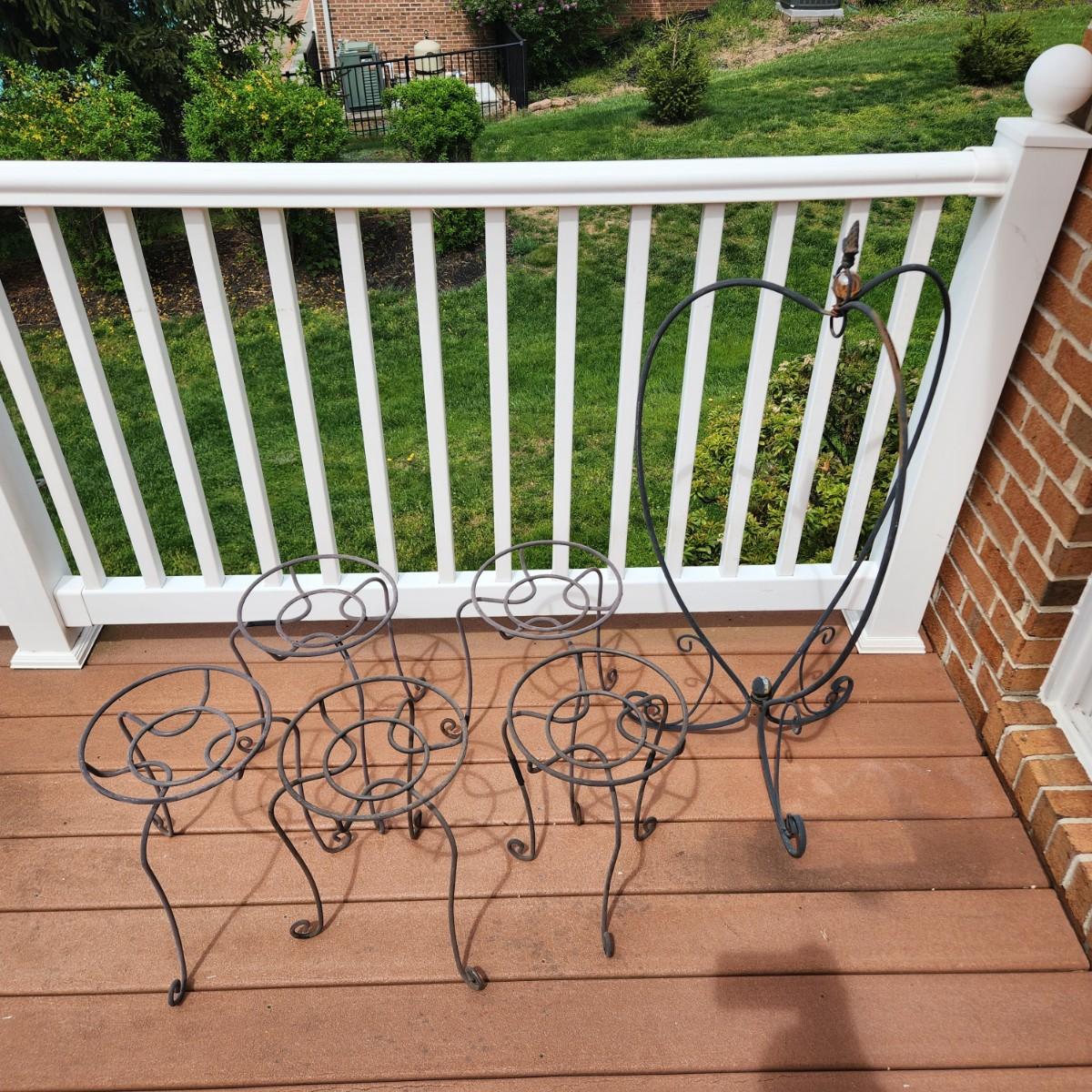 5 Metal Plant stands + 1 Hanging Plant Stand