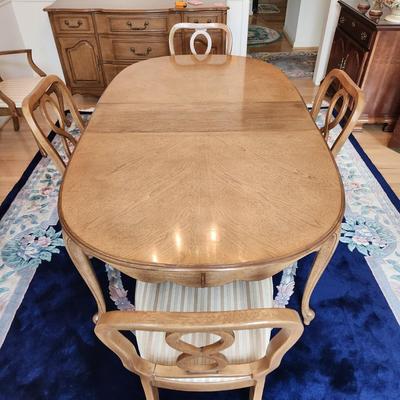 Solid Wood Dining Room Table w 6 Chairs 74x42 as shown w 1 12