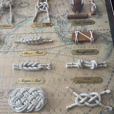 Framed knots display of maritime use.
