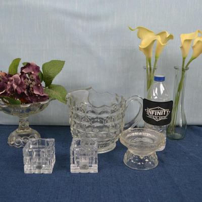 LOT 223. GLASS HOME DECOR ITEMS