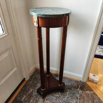 Marble Top Pedestal Plant Stand. 11x32